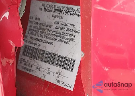 2006 Mazda Mazda6 I Sport z USA, uszkodzony, nr VIN 1YVHP84C665M04069